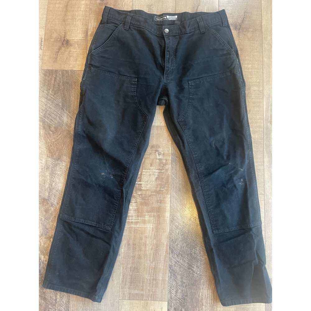 Carhartt 103334 Rugged Flex Double Front Duck Work Pants Black 38x32 Relaxed